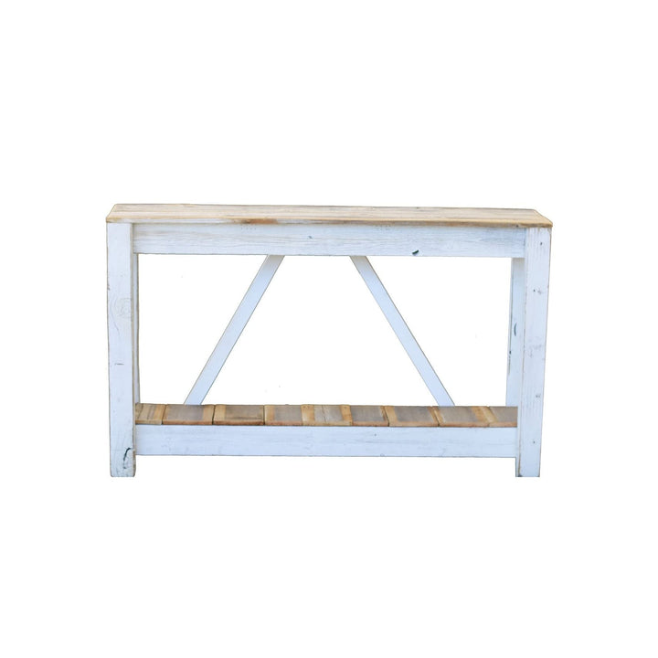 White Combo A-Frame Console Farmhouse Rectangular Reclaimed Wood Natural