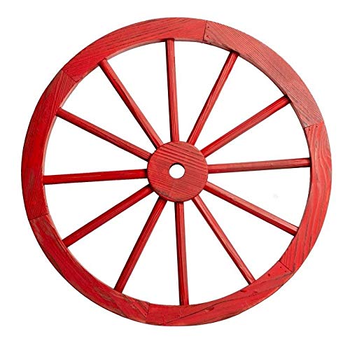 Wooden Wagon Wheel with Antique Red Finish (Set of 2) Farmhouse Wood