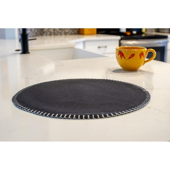 Black Cotton Placemat 15" Round (Set of 4)