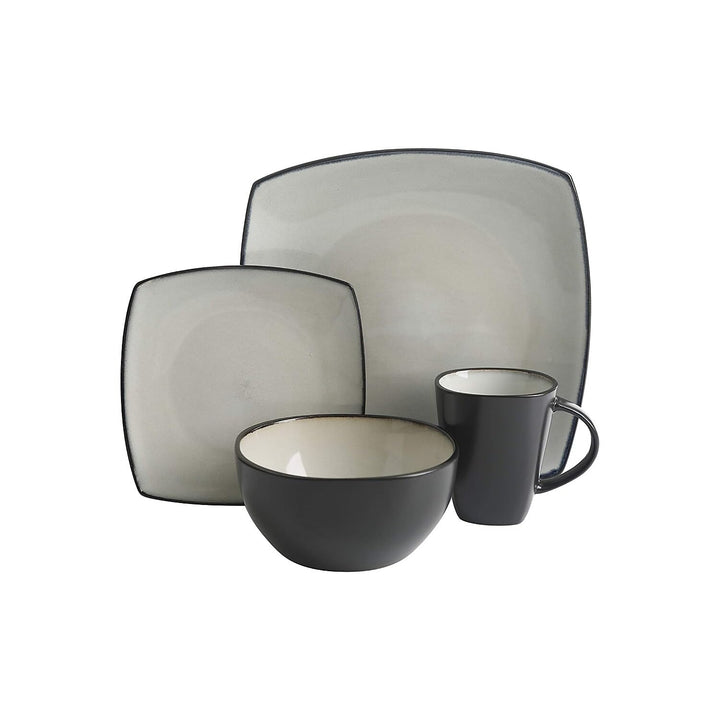 Gibson Soho Lounge Square Reactive Glaze Stoneware Dinnerware Set Service for