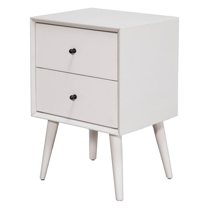 Alpine Furniture Flynn Mid Century Modern Nightstand 18" W x 15" D x 26" H White