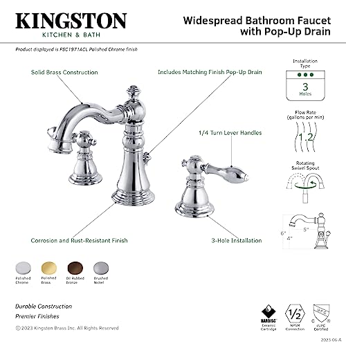 Kingston Brass FSC1978ACL American Classic Widespread Bathroom Faucet 5-5/16" Brushed Nickel