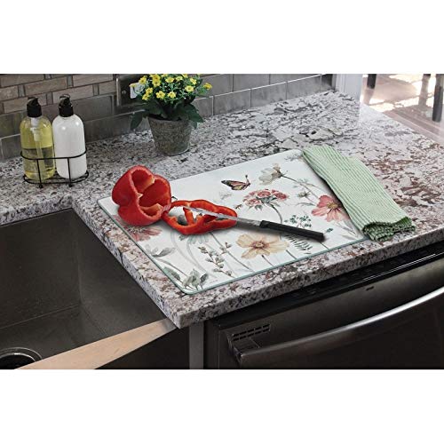 Counter Art Glass Cutting Board/Saver 12"x15" A Country Weekend Multi Color