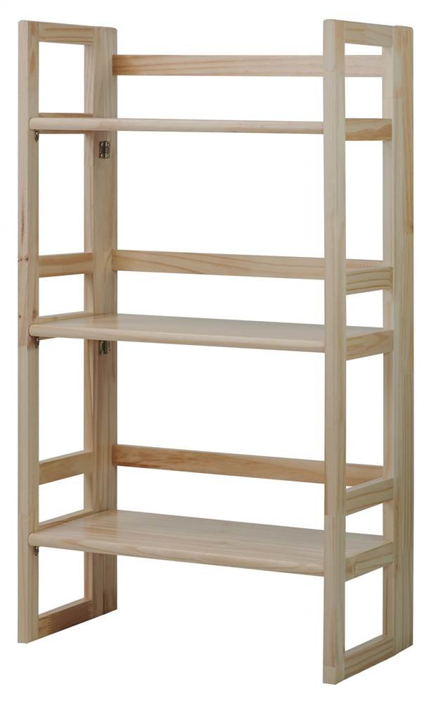 Casual Home 3-Tier Folding Student Bookcase in Natural Finish