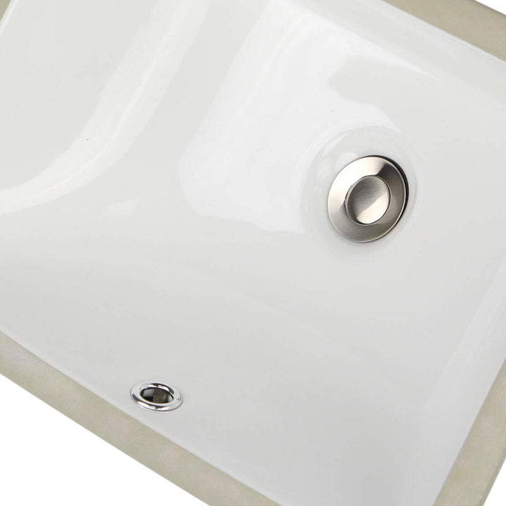 16x11 Rectangle Ceramic Undermount Vanity Lavatory Sink White Glossy - Diamond Home USA