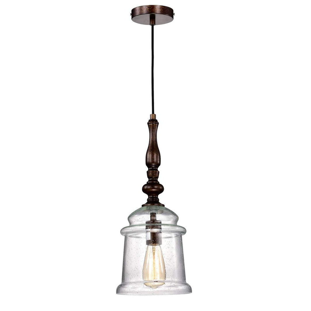 Oil Rubbed Bronze 1-Light with Glass Bell Jar Shade Farmhouse Metal Dimmable