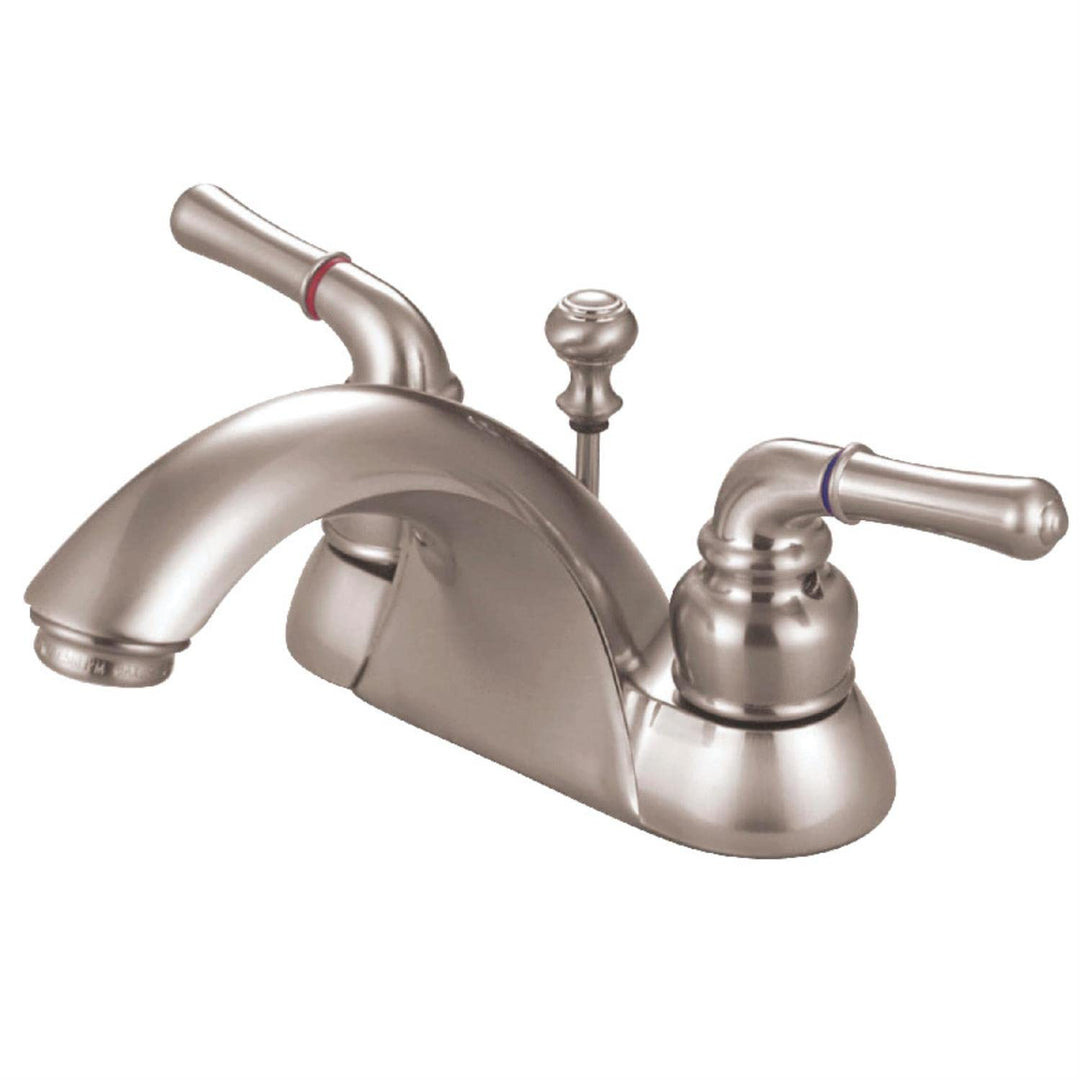 Kingston Brass KB2628B Naples 4-Inch Centerset Lavatory Faucet Brass Pop-Up Brushed Nickel