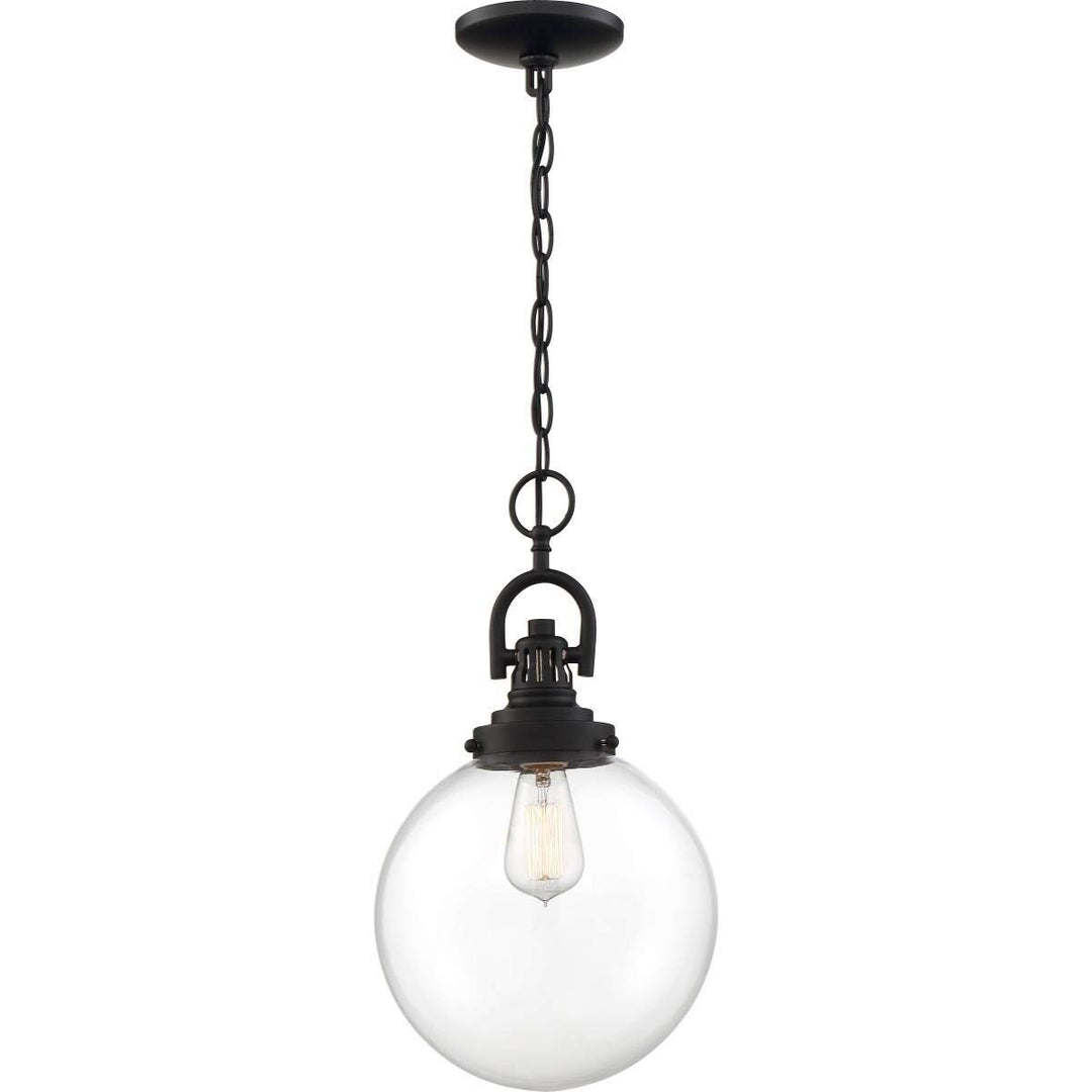 1-Light Pendant Fixture Aged Bronze Finish with Clear Glass - Traditional