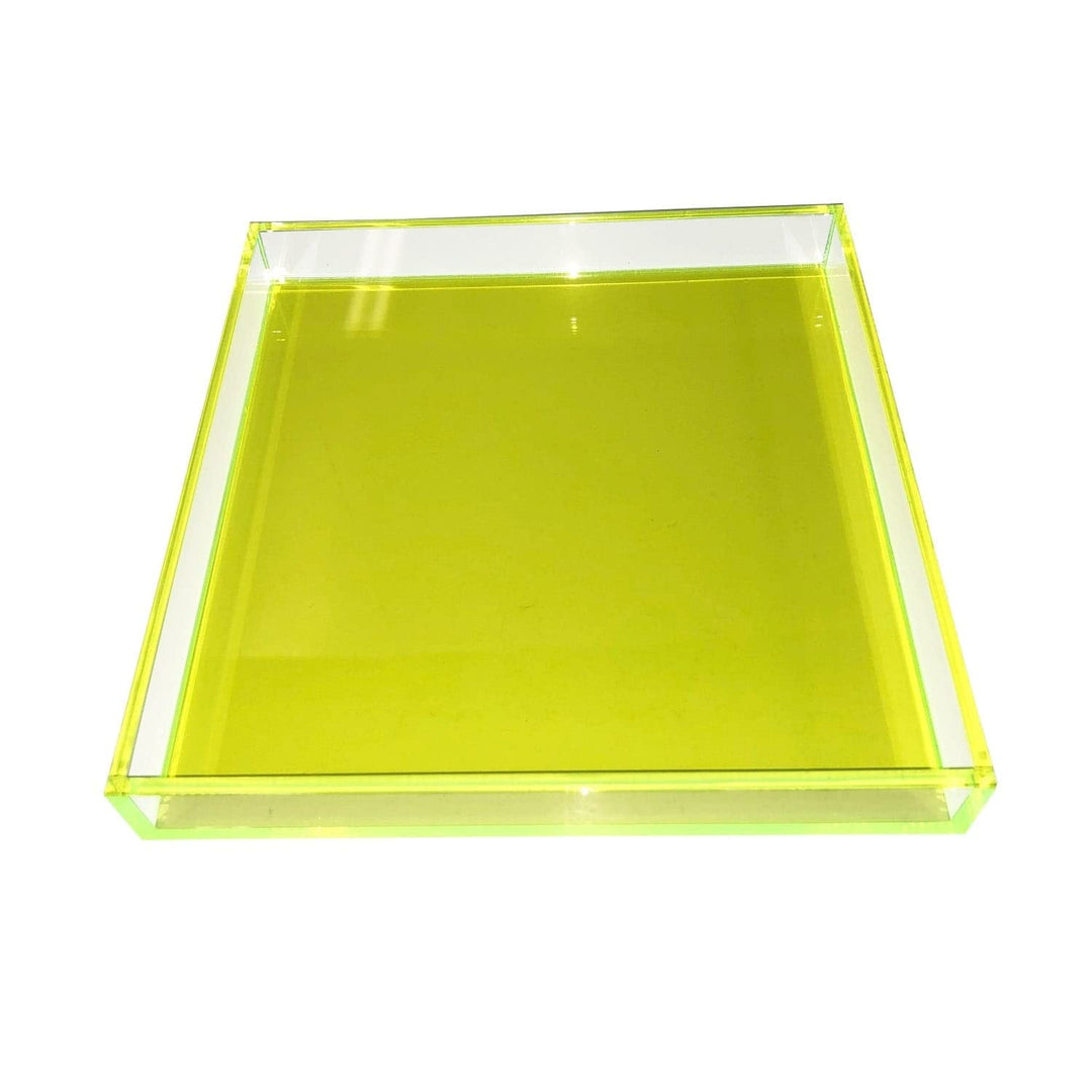 Neon Green Square Tray 9x9x1.25 Solid Color Modern Contemporary Acrylic