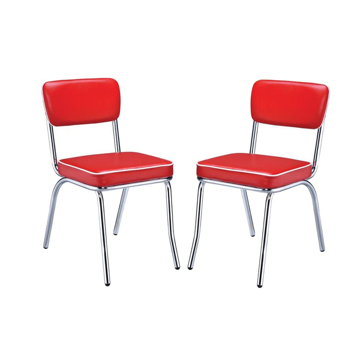 simple relax Set of 2 Side Chairs with Cushion Red