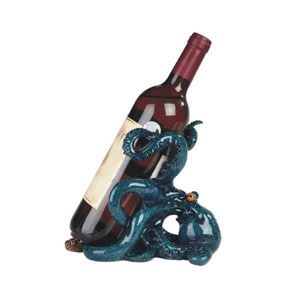 8.25" w Blue Octopus Wine Rack Bottle Holder Dining Room Decoration Figurine