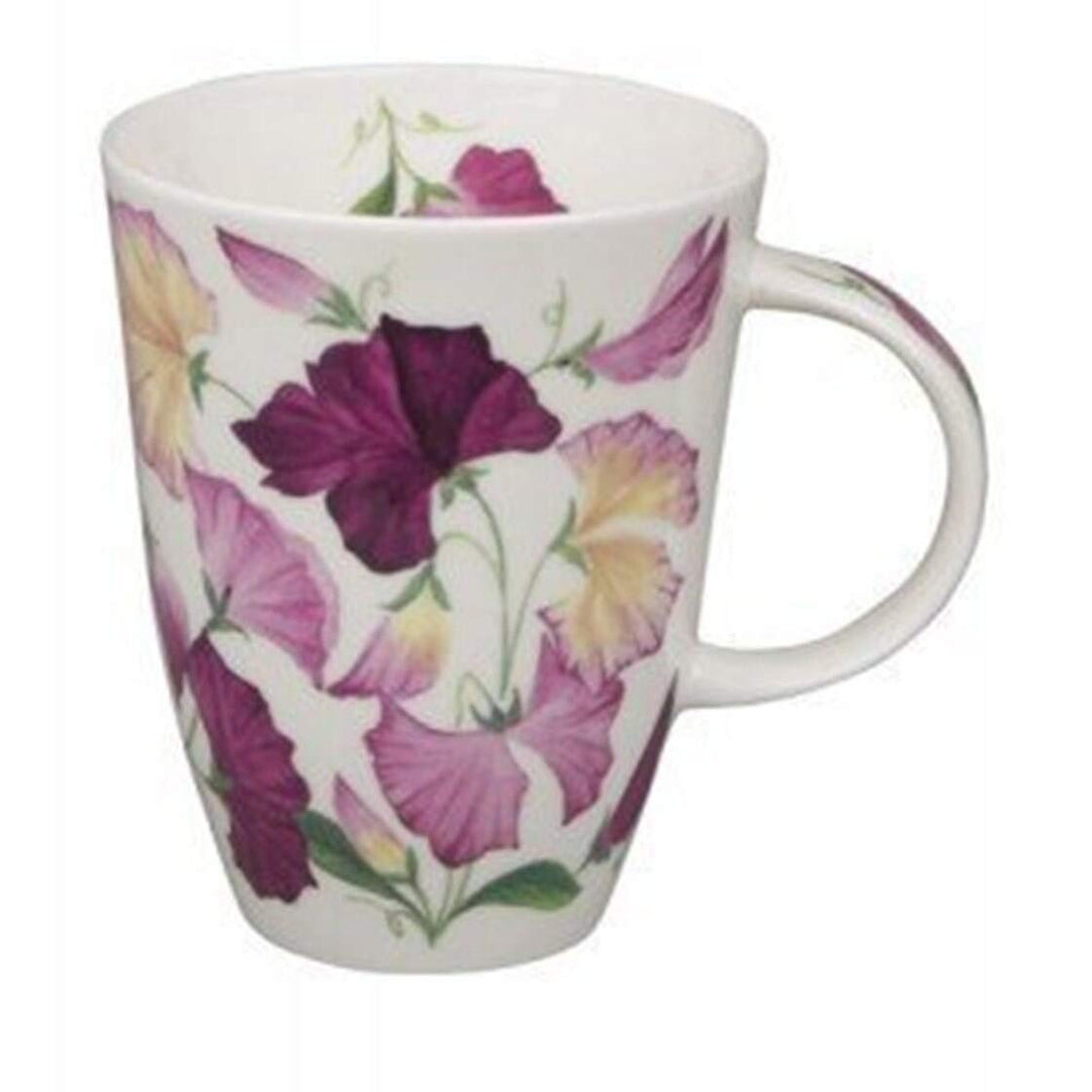 Roy Kirkham Sweet Pea Traditional Ceramic Louise Mugs in White (Set of 6)