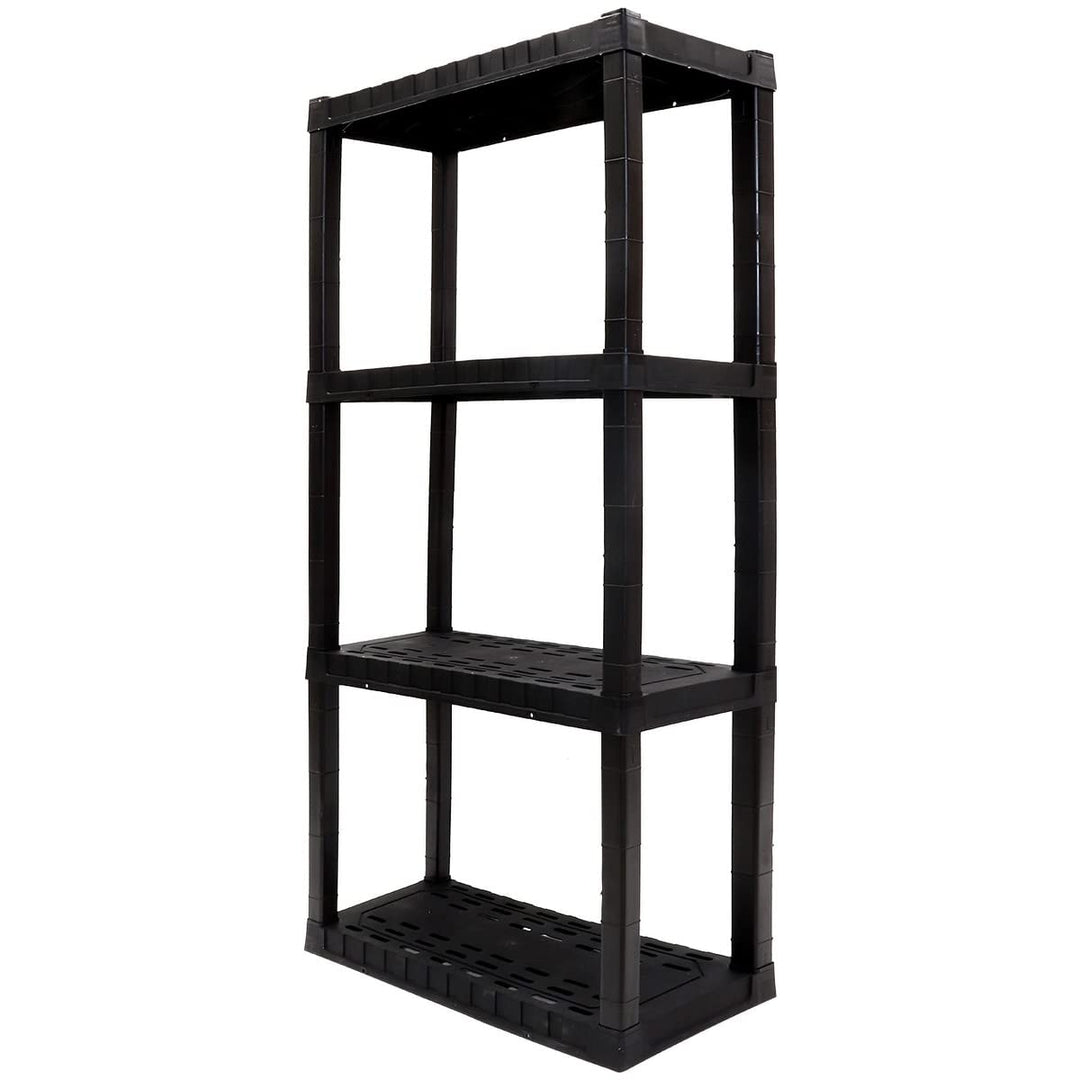 Heavy Duty 4-Tier Storage Shelf Black Plastic