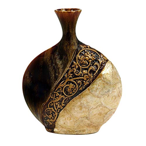 Ceramic Decorative 17-inch Shell Vase Black Acacia