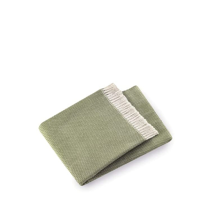 Soft Olive Green Links Pattern Throw Blanket Solid Color Casual Cotton Blend