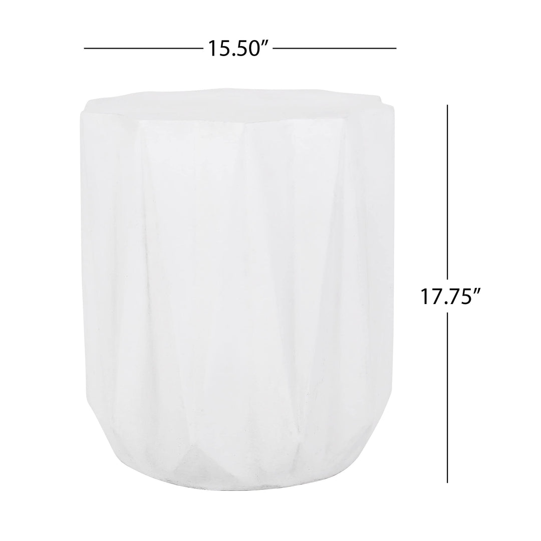 Outdoor Lightweight Concrete Side Table White Modern Contemporary Round