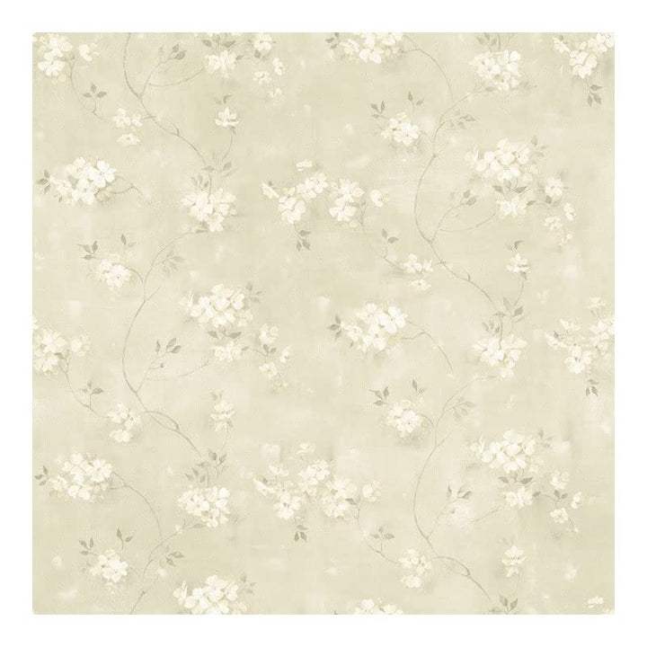 Taupe Floral Trail Wallpaper 20.5 X Farmhouse Wildlife Washable