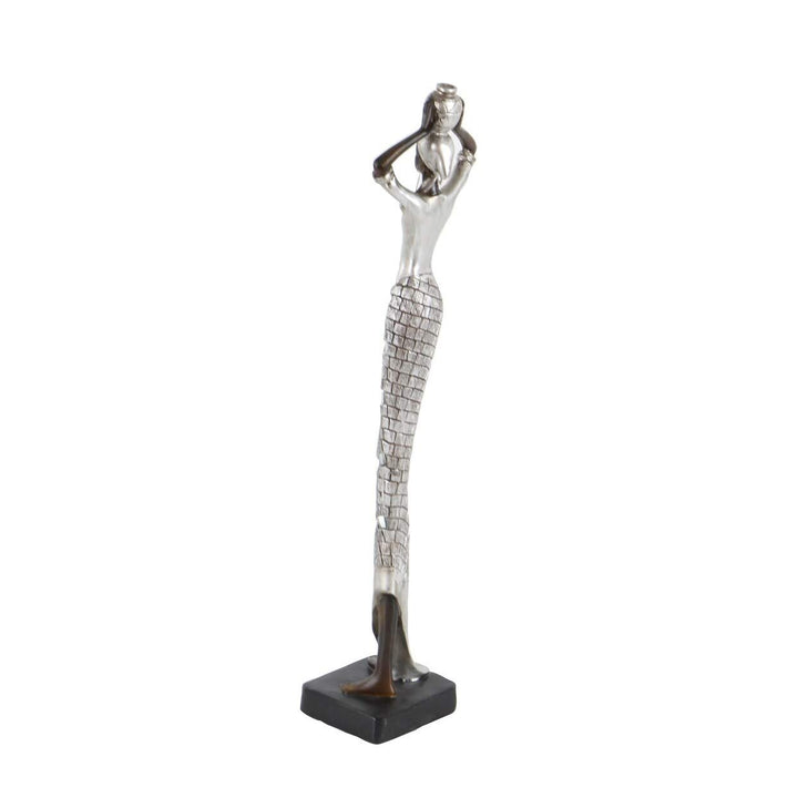 Black and Silver African Woman Statue Resin