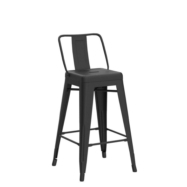 AC Pacific Modern Industrial Metal Bar Stools with Low Back Matte Finish