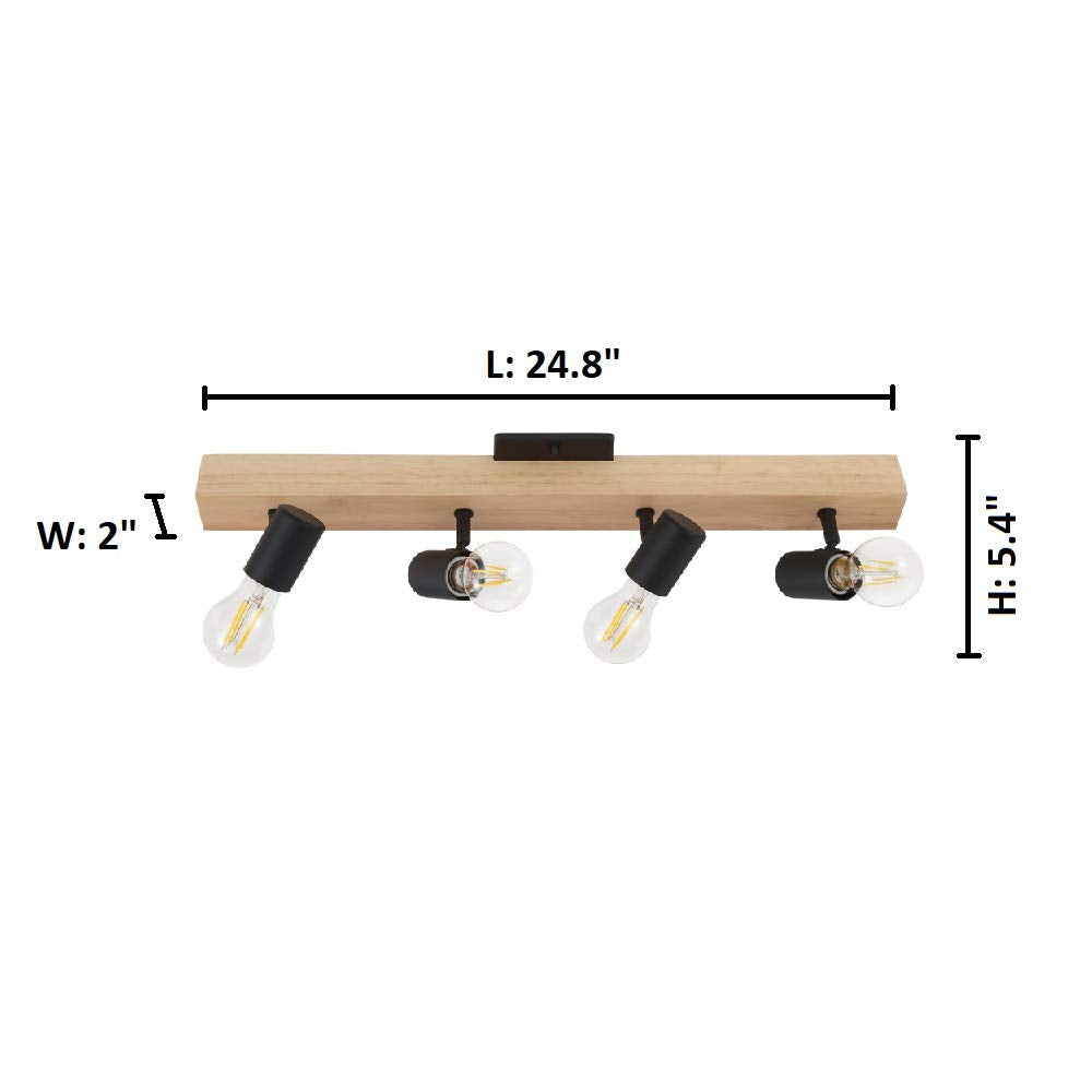 EGLO 98114A Kingswood Track Lighting Wood and Black Finish 5.40x2.00x24.80