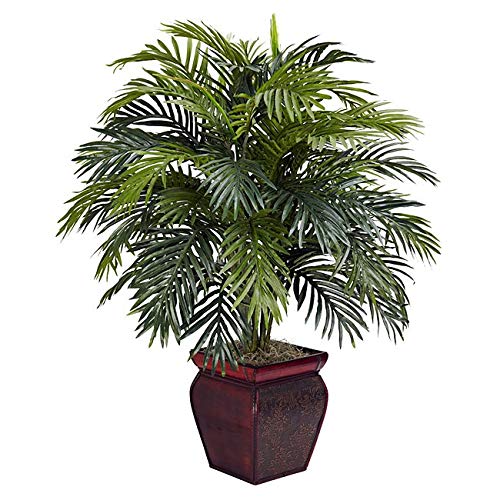 Areca Palm Plant in Decorative Planter Golden Cane Artificial Indoor Palms