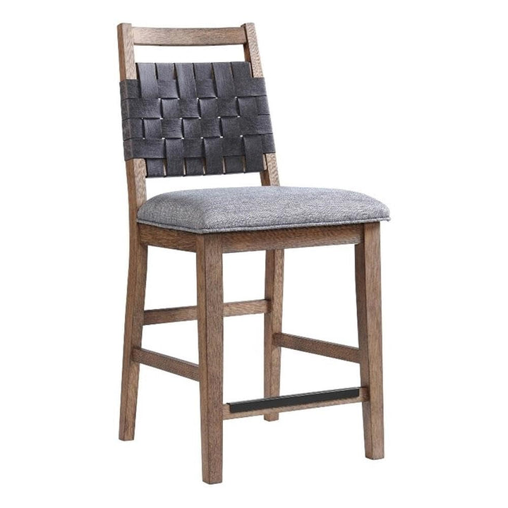 Oslo Counter Stool with Woven Back and 4 Legs Weathered Chestnut Set of 2