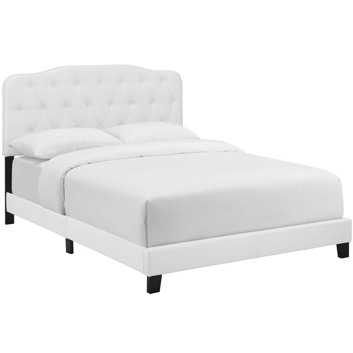 Modway Amelia Twin Modern Style Faux Leather Bed in White Finish