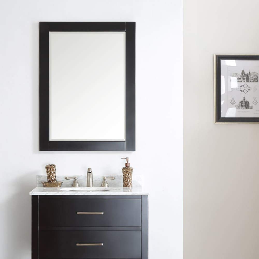 30 Inch Rectangular Bathroom Framed Wall Mirror in Inches Black Transitional - Diamond Home USA