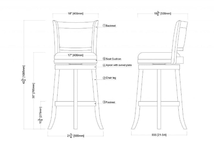 Ball & Cast Swivel Pub Height Barstool 29 Inch Seat Height