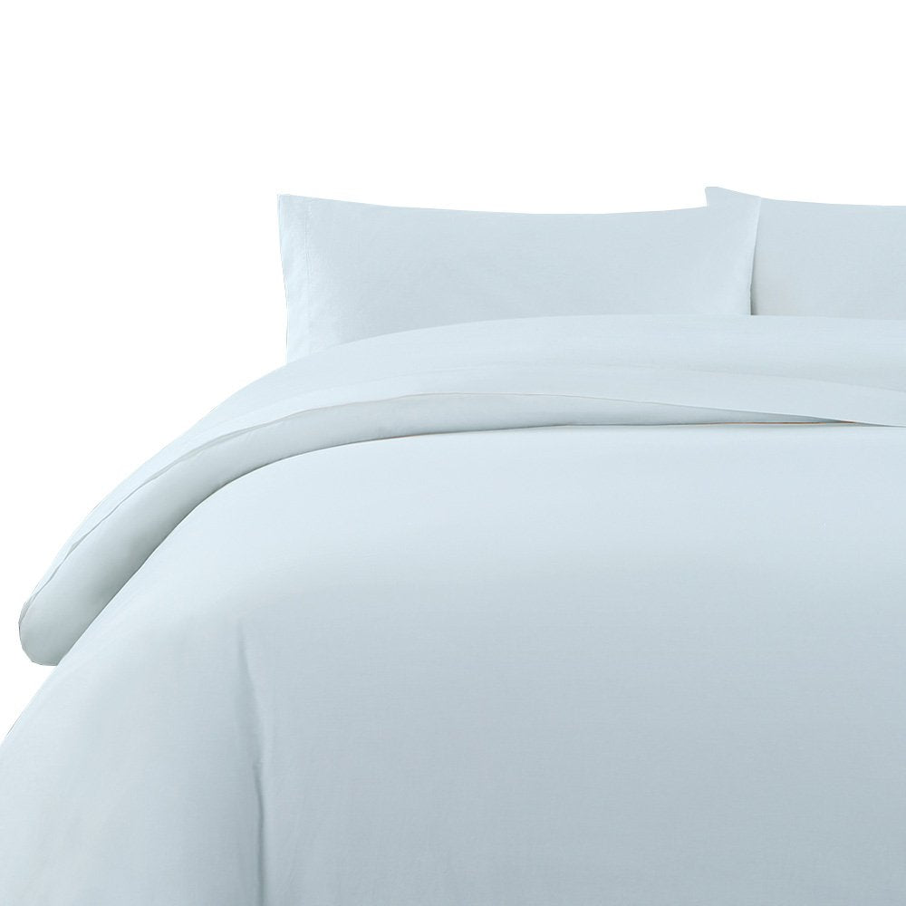 Echelon Home Vintage Full Blue Washed Cotton Percale Sheet Set Blue - 300 - 499/299 and Below - Full