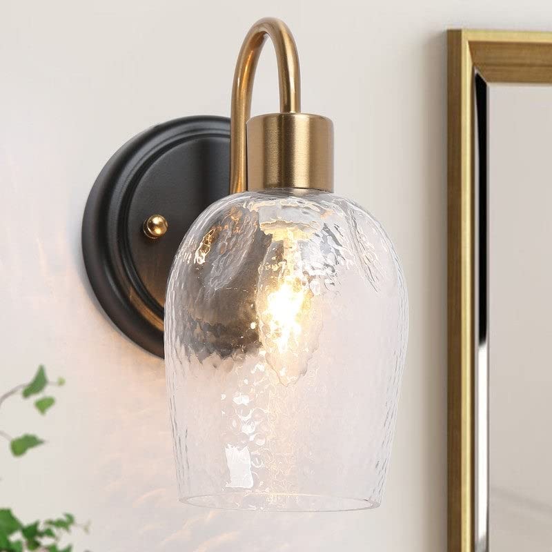 Modern 1-light Clear Glass Wall Sconce Industrial Bathroom Vanity Lighting