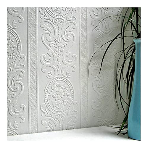 Paintable Textured Vinyl Wallpaper 20.9 X White Traditional