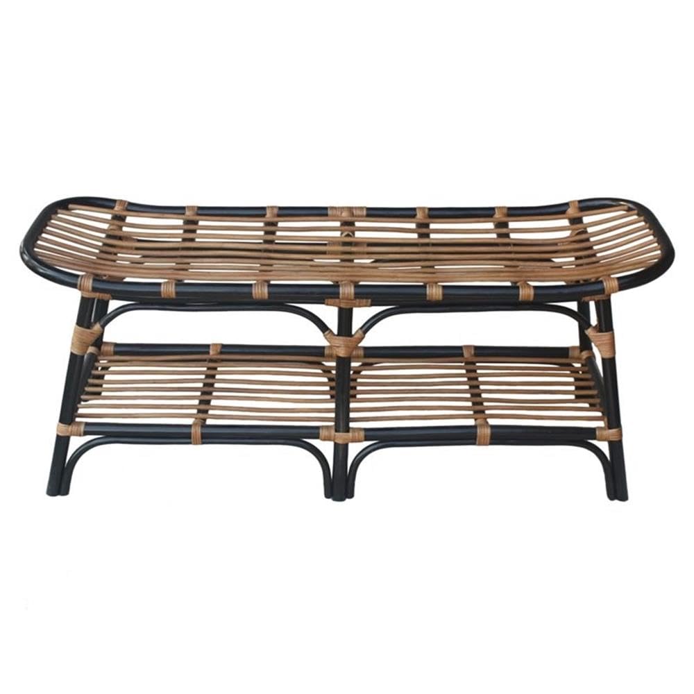 npd furniture and more Damara Rattan w/Shelf Bench Black