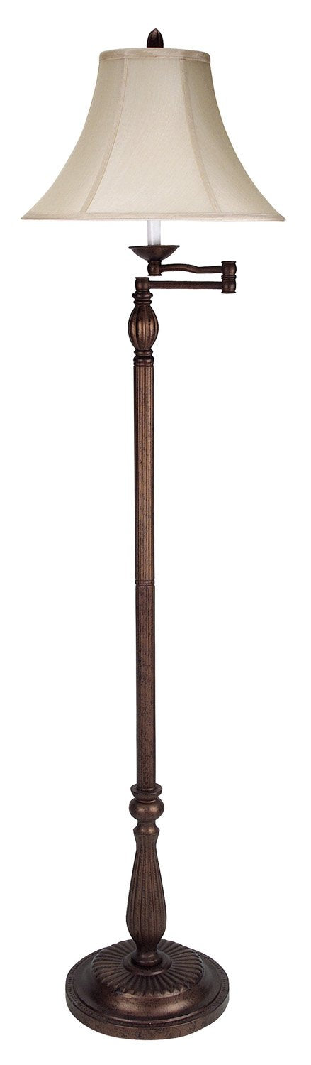 Cal Lighting O-581SWFL Floor Lamp with Tan Fabric Shades Antique Rust Finish