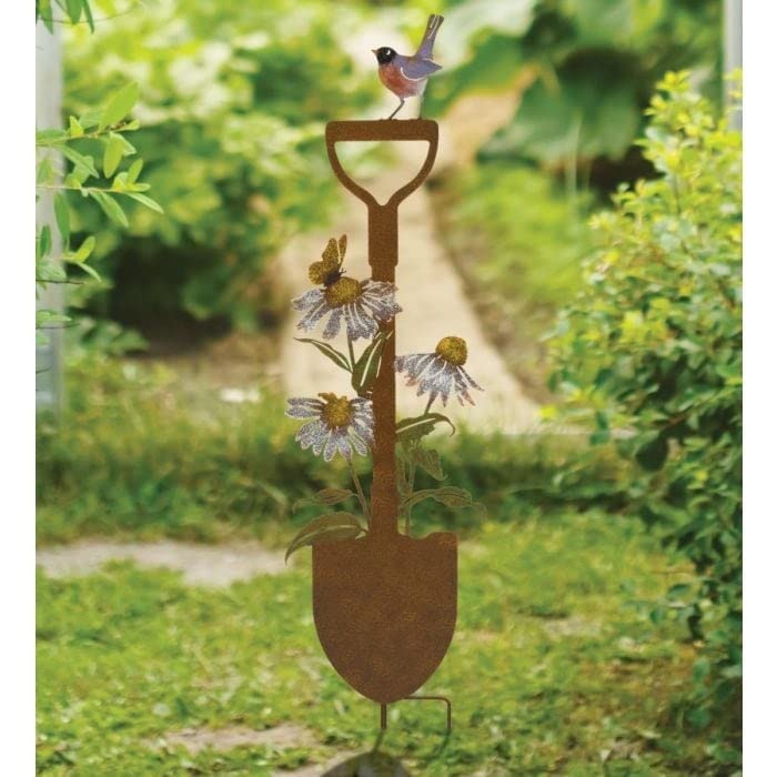 Rustic Shovel Stake Black Eyed Multi Color Metal