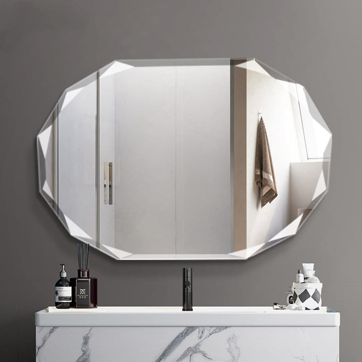 SNUGACE Single Beveled Edge Frameless Wall Mount Bathroom Vanity Mirror 20” X 20x28