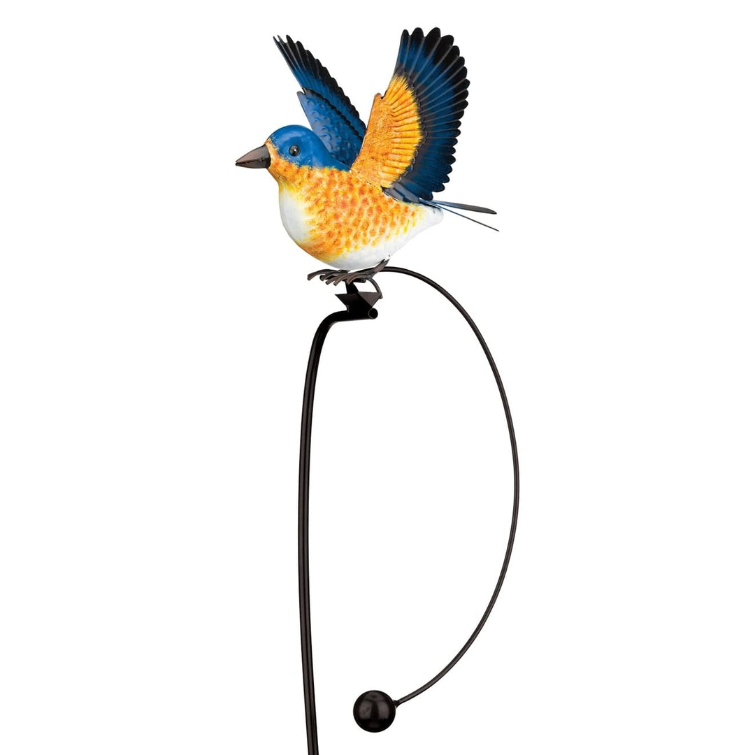 Rocker Bird Stake Blue Metal