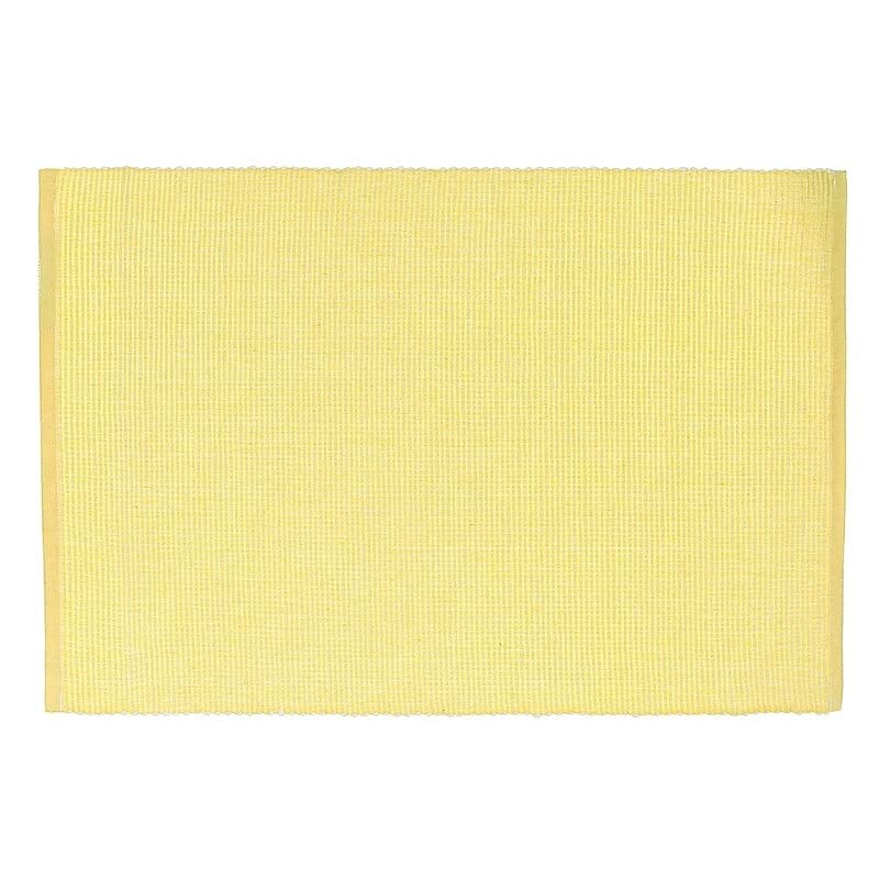 Chambray Ribbed Placemat (Yellow) Set of 12 Yellow Rectangle Cotton