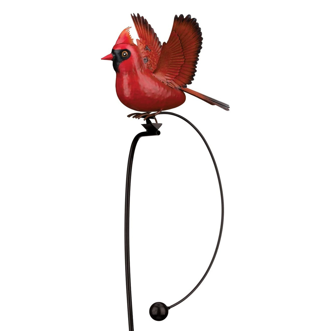 Rocker Bird Stake Cardinal Red Metal