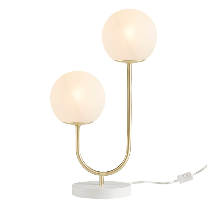 Design Metal 2-Light Globe Table Lamp Gold White Modern Contemporary