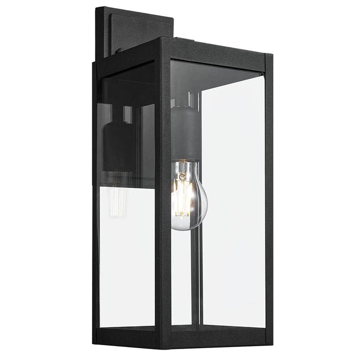 14.8" h Outdoor Black Exterior Wall Lantern Sconce Light with Clear Glass Panels