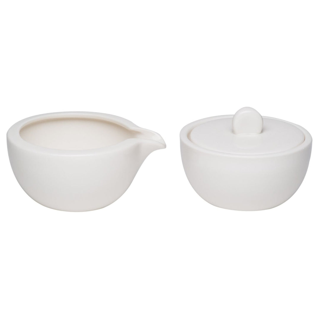 Red Vanilla Whisper Covered Sugar Bowl and Creamer White