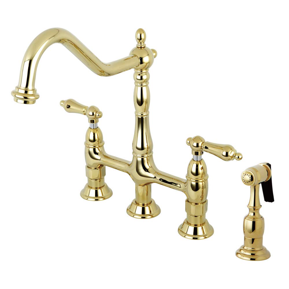 Kingston Brass KS1272ALBS Heritage Kitchen Faucet with Brass Sprayer Polished Brass