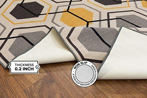 Rugshop Contemporary Geometric Stripe Non-Slip Area Rug