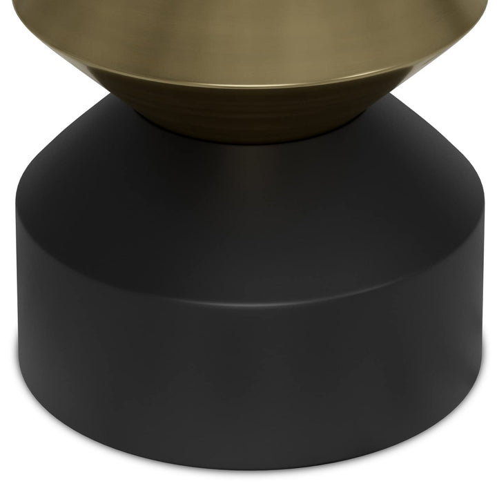 SIMPLIHOME Miller 14 Inch Wide Modern Metal Side Table in Black / Brass Fully Black/Brass