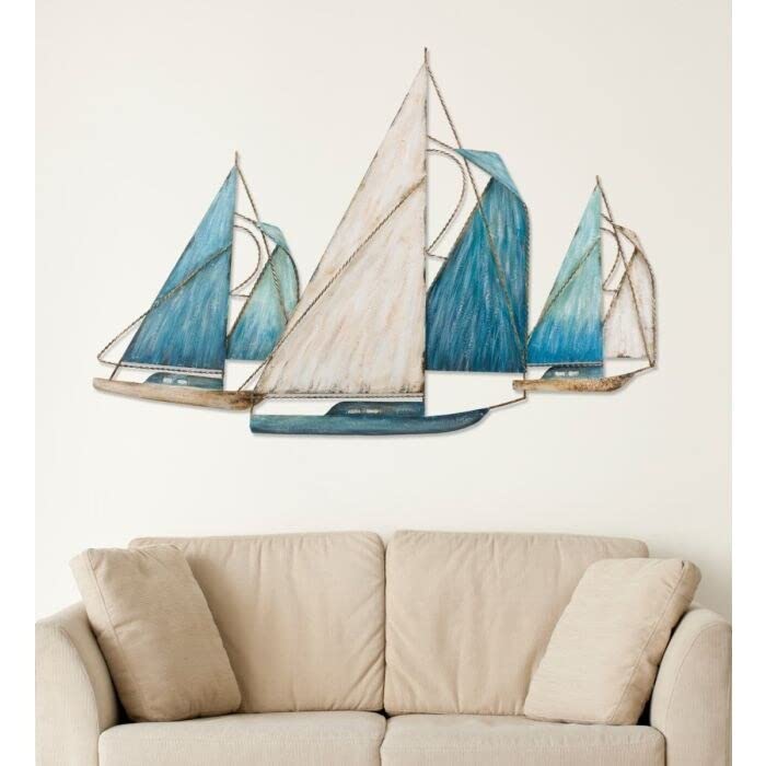 Sailboat Wall 41" Multi Color Metal