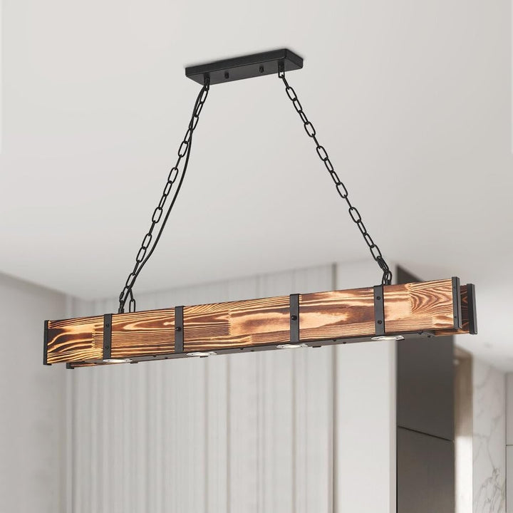 4-light Wooden Kitchen Island Linear Lighting Fixture Led Ceiling Light for