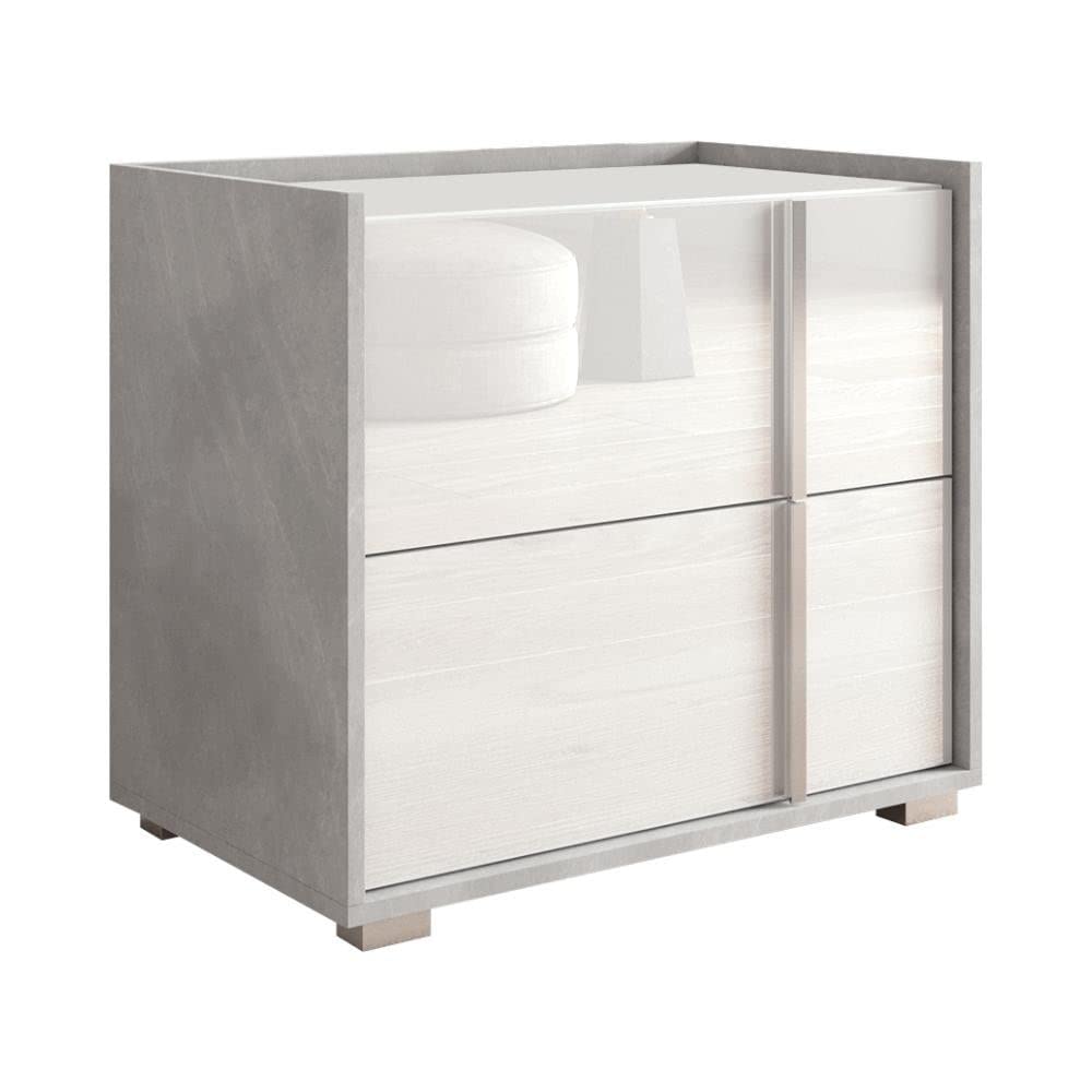 Sky 25" Nightstand White Mid-Century Modern Contemporary MDF Glossy Matte