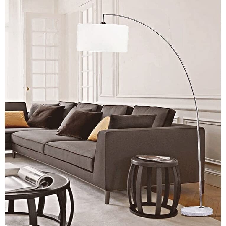 86 Inch Silver Arc White Marble Floor Lamp Modern Contemporary