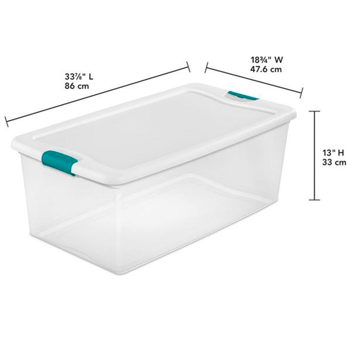 Sterilite 14998004 Plastic Liter Latch Box Clear 106 Quarts